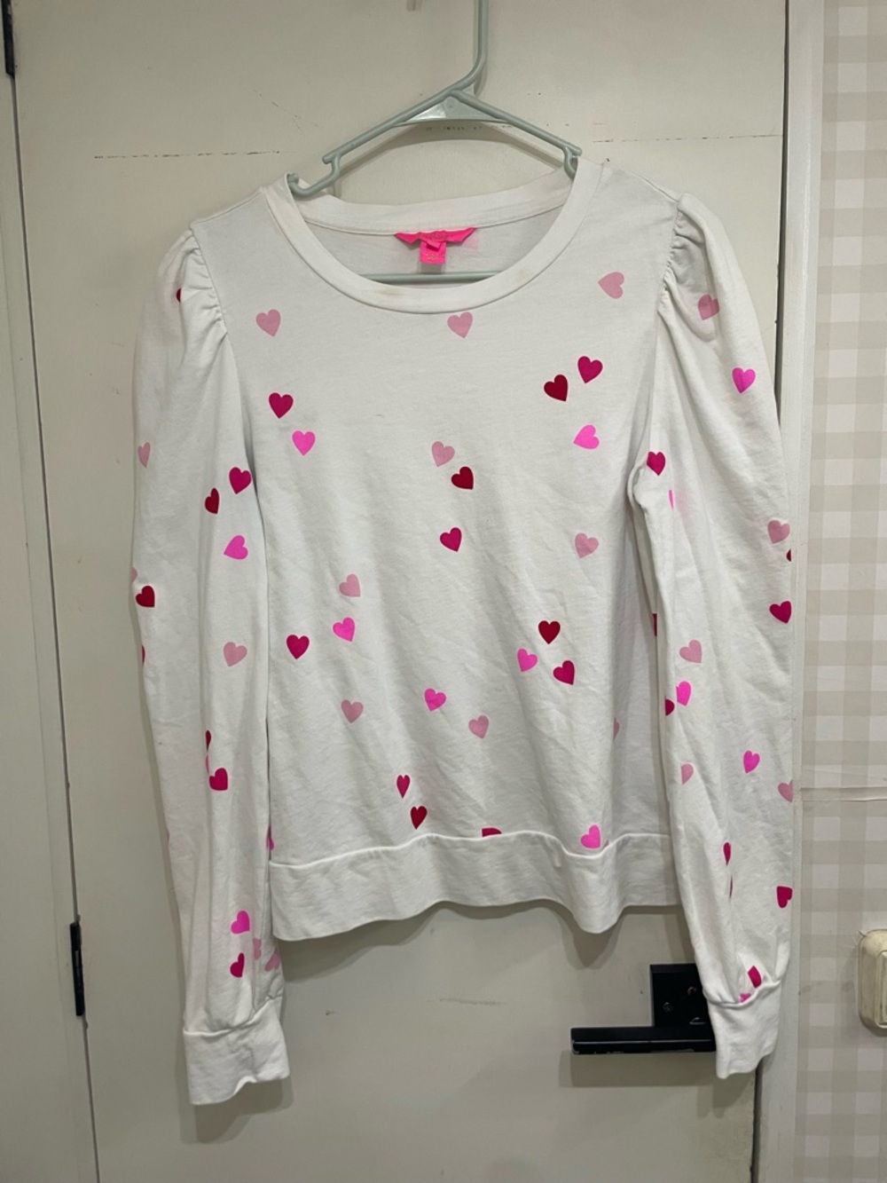 Lilly Pulitzer Jansen Hearts Cotton Sweatshirt Women's M Valentines Day